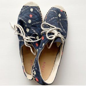J. Crew Lace Up Espadrilles Flats Patterned Womens